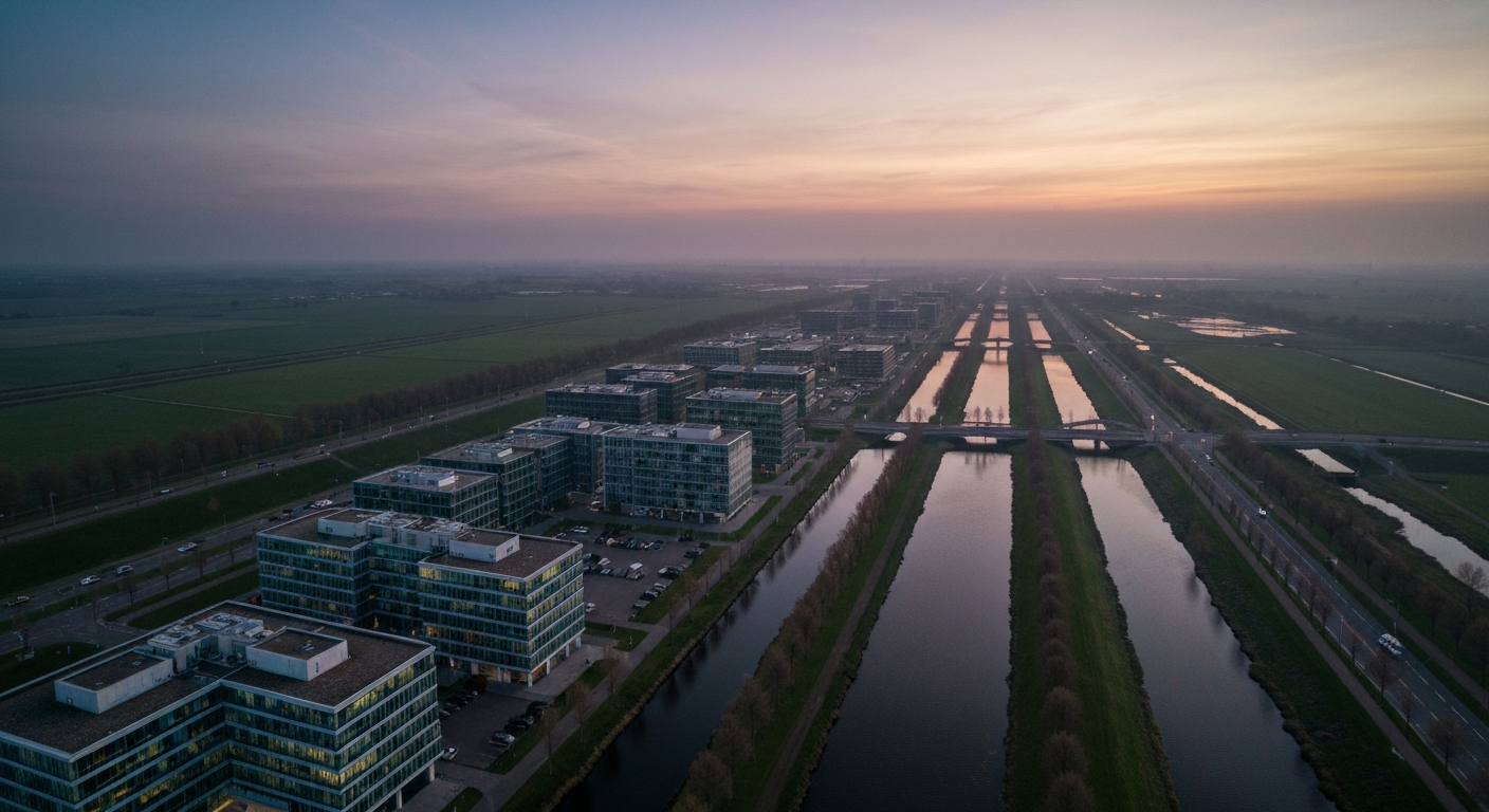 Nederlandse stadsontwikkeling bij schemering